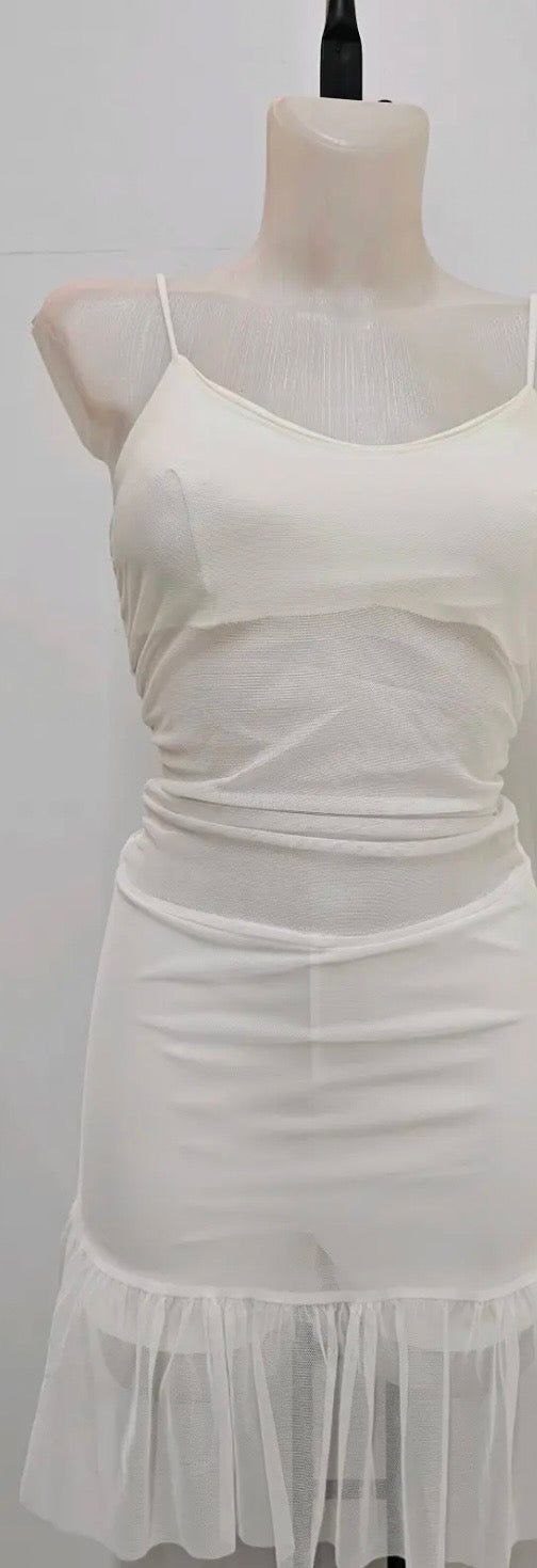 VESTIDO FLECOS TUL TRANSPARENCIAS