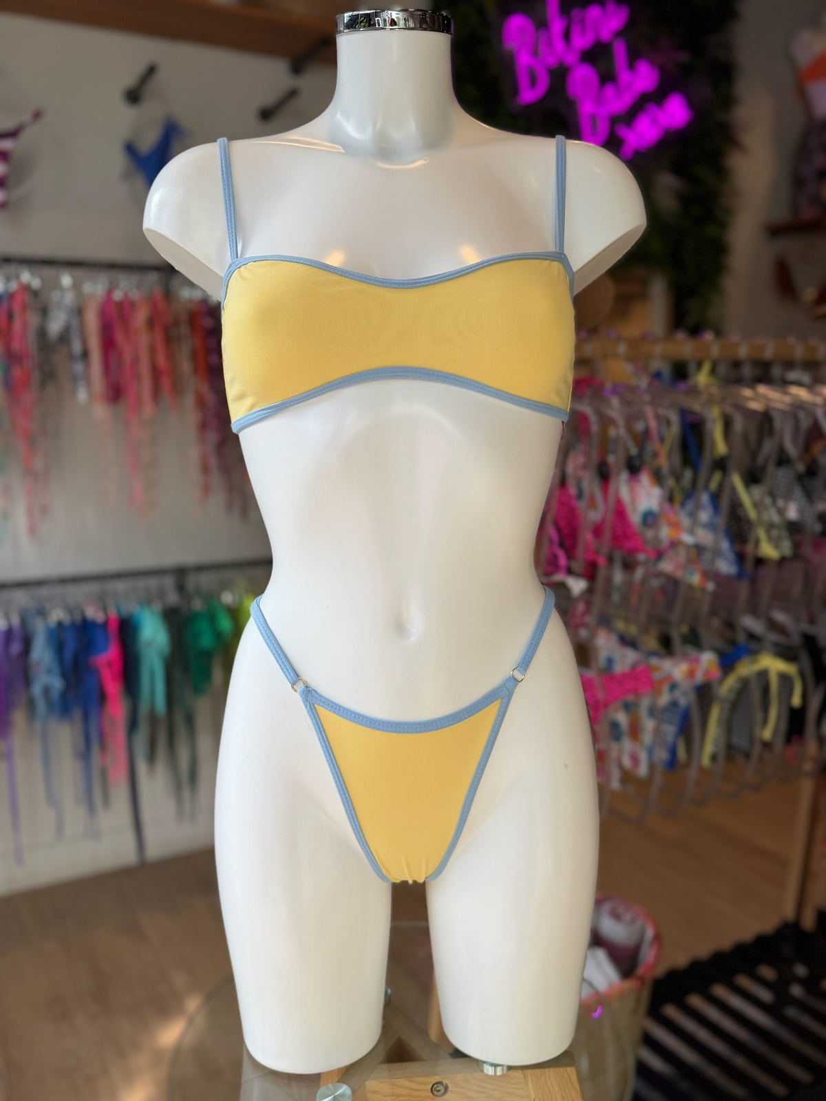 TANGA REGULABLE BICOLOR AMARILLO-CIELO