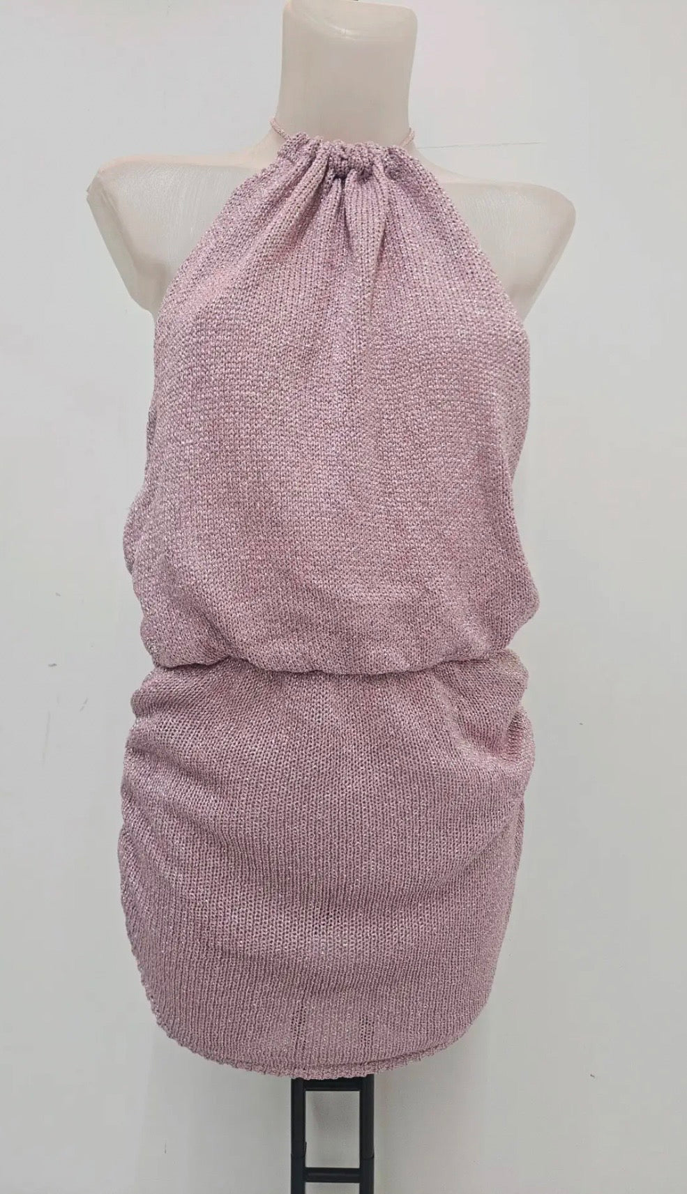 VESTIDO LUREX CORTO CUELLO AJUSTABLE