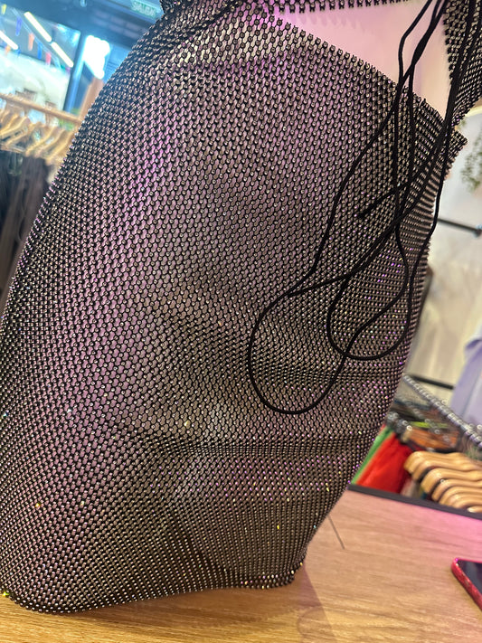 VESTIDO PIEDRAS PALABRA HONOR ELÁSTICO