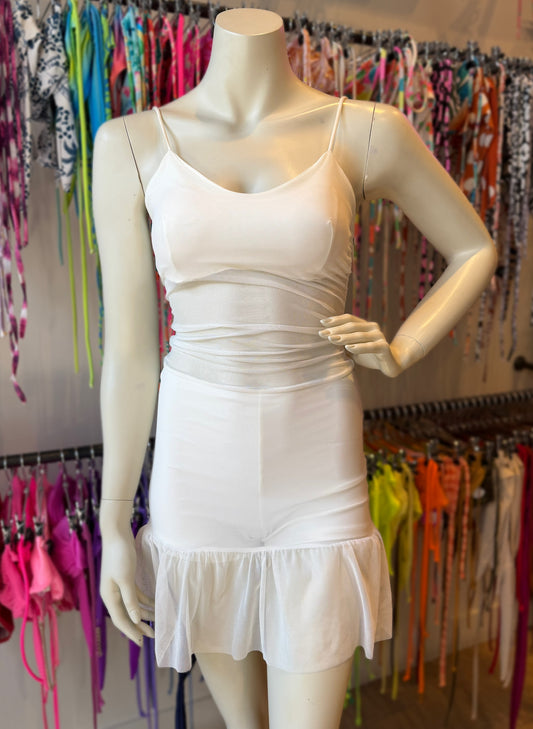 VESTIDO FLECOS TUL TRANSPARENCIAS