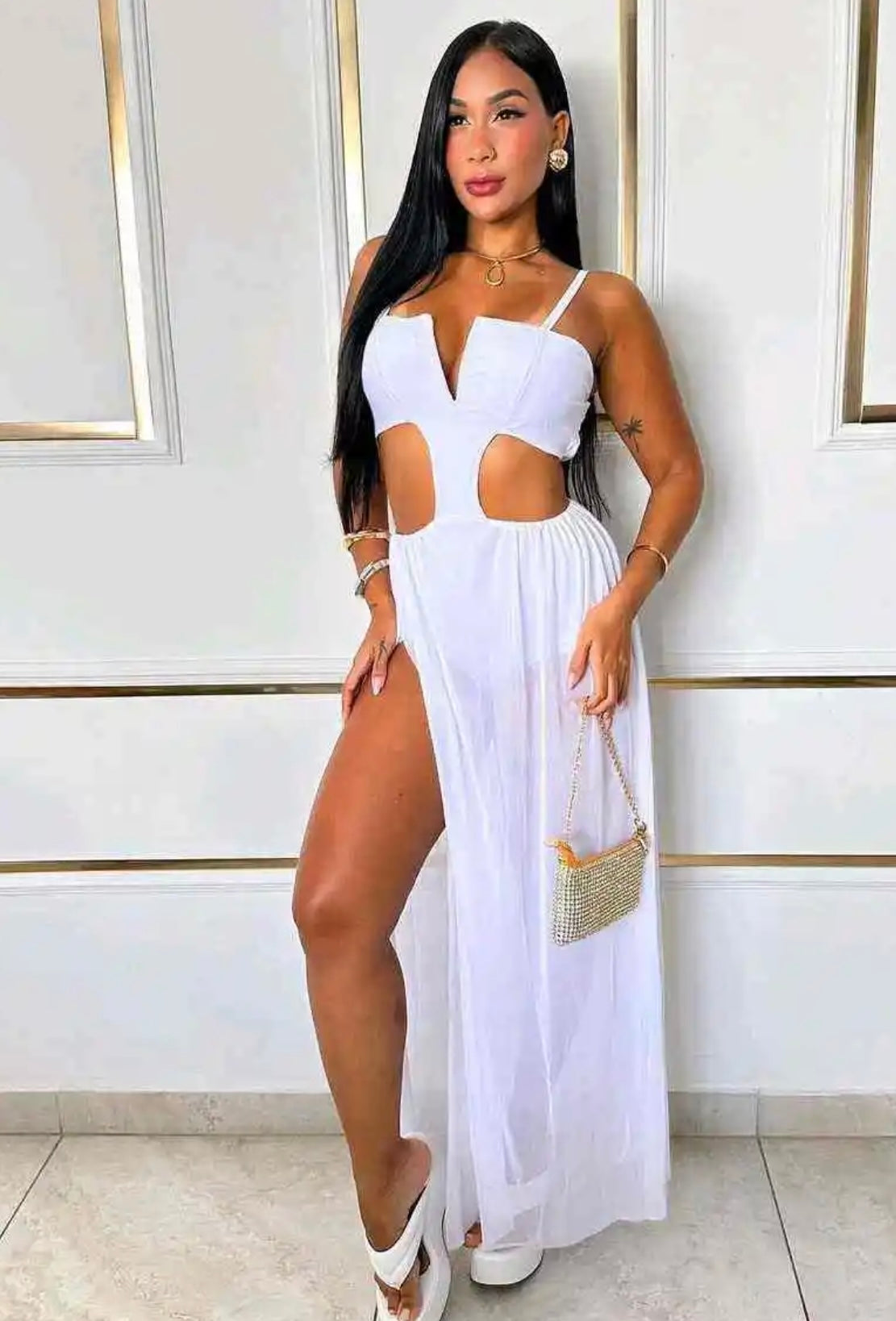 VESTIDO LARGO ESCOTE V