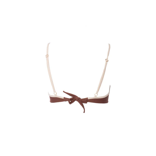 TOP ARO REGULABLE DRAPE BICOLOR MARRÓN-CREMA