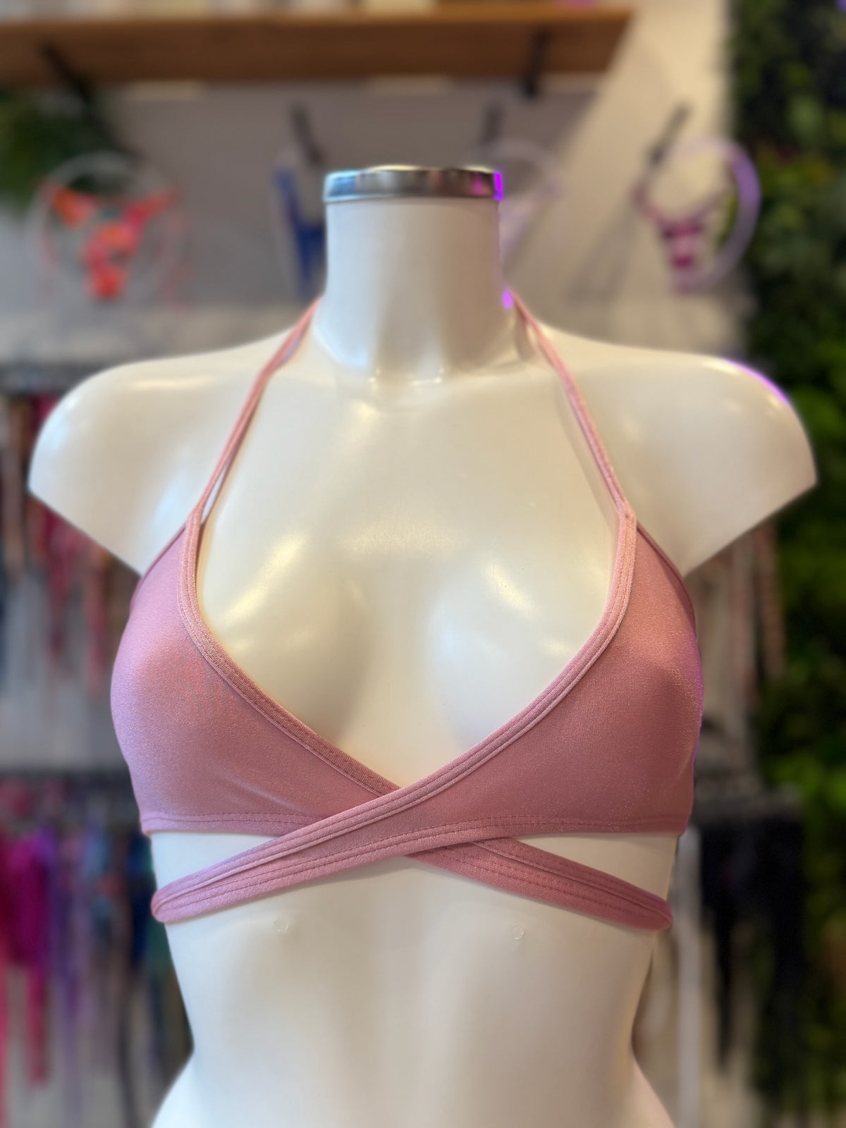TOP CRUZADO SHINE ROSA TALCO
