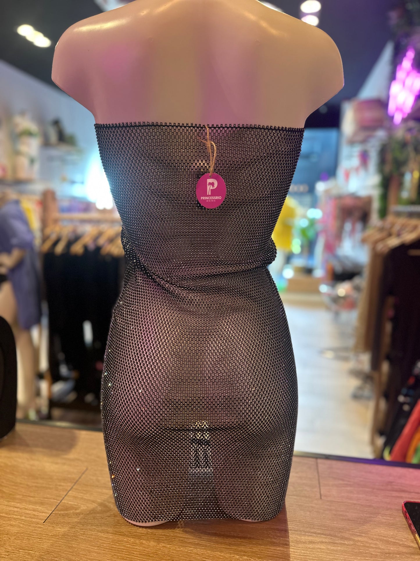 VESTIDO PIEDRAS PALABRA HONOR ELÁSTICAS