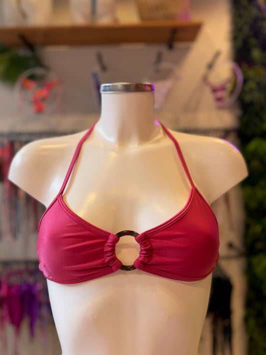 TRIÁNGULO FIJO ARGOLLAS SEDA ROSA