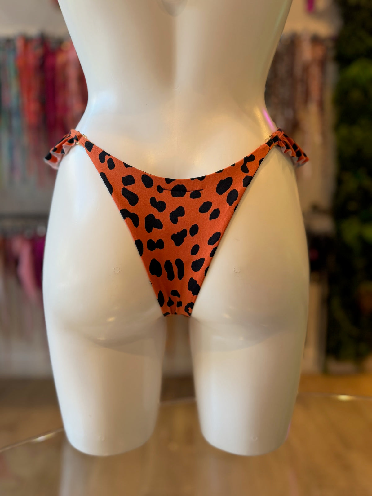 TANGA FLECOS LEOPARDO NARANJA