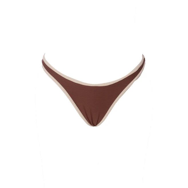 TANGA ASA DELTA DRAPE BICOLOR MARRÓN-CREMA