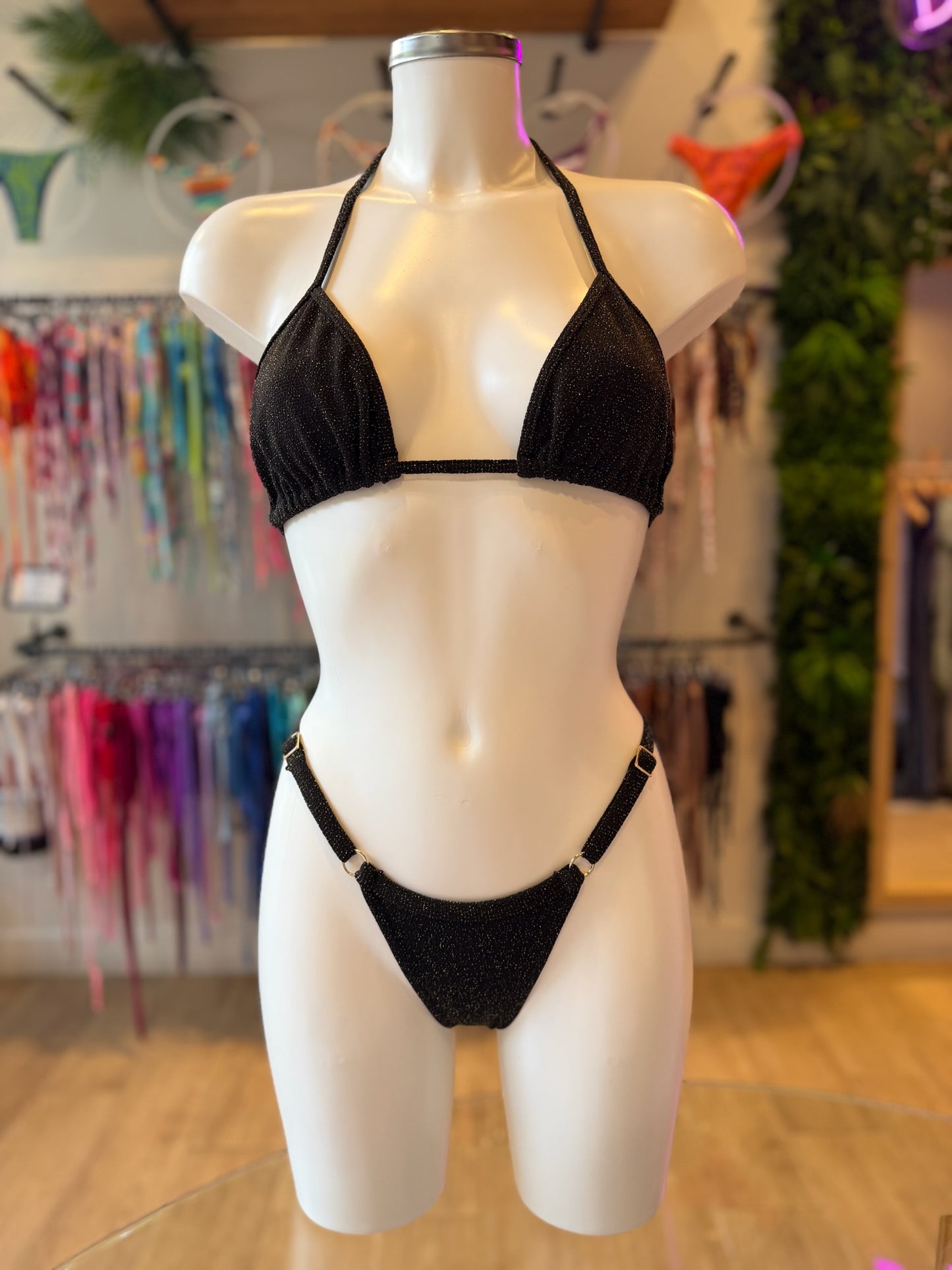MINI TANGA REGULABLE LUREX NEGRO