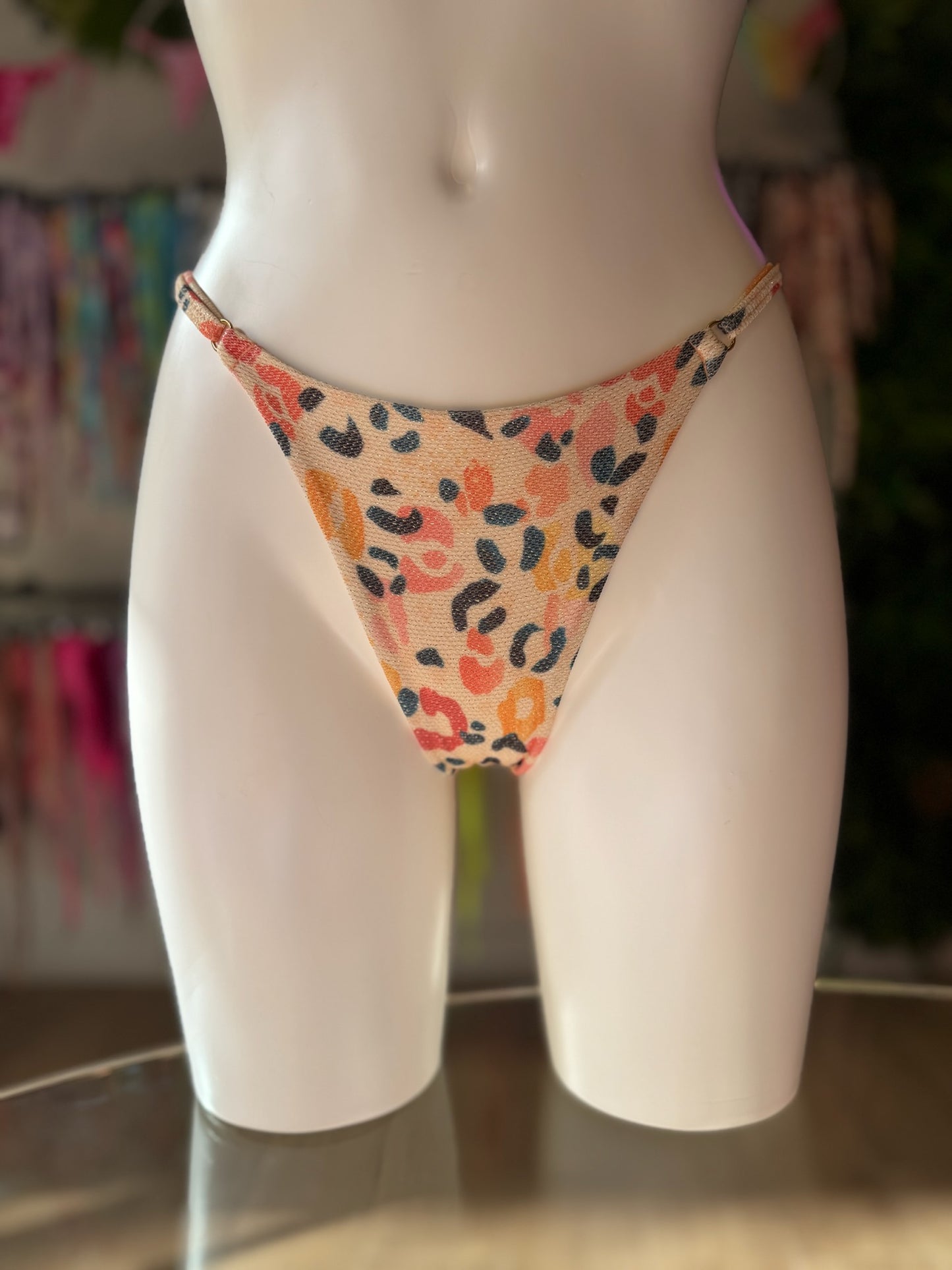 TANGA REGULABLE LUREX LEOPARDO NUDE
