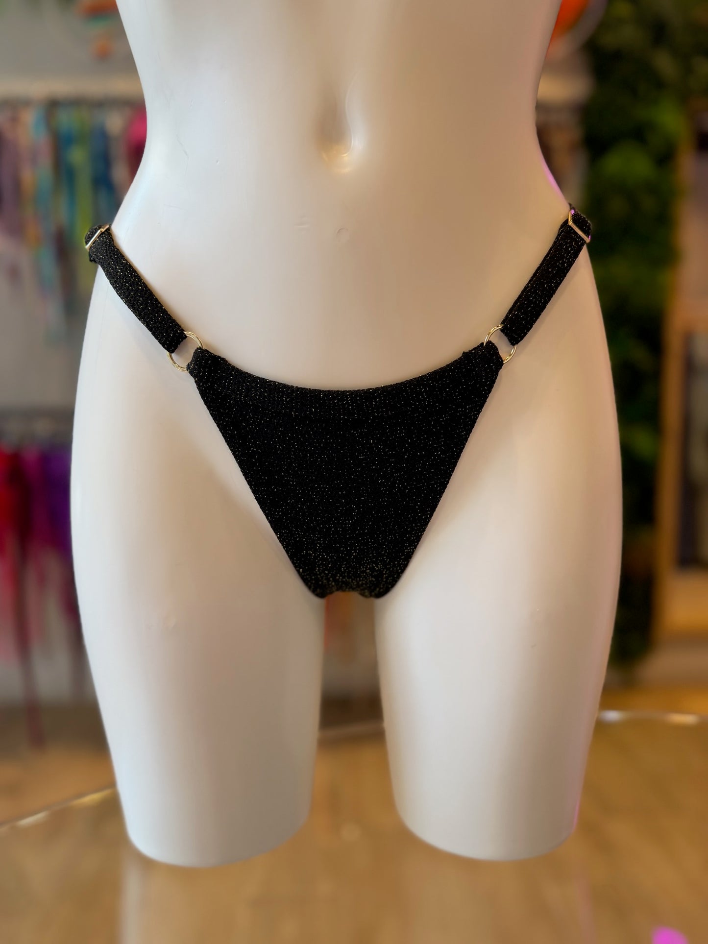 MINI TANGA REGULABLE LUREX NEGRO