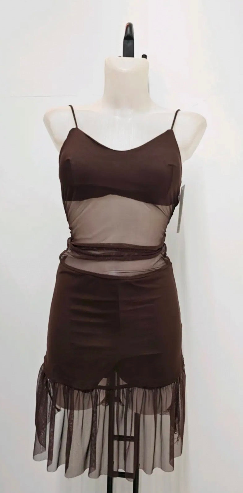 VESTIDO FLECOS TUL TRANSPARENCIAS