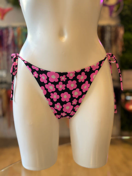 TANGA LAZOS FLORES ROSA-NEGRO