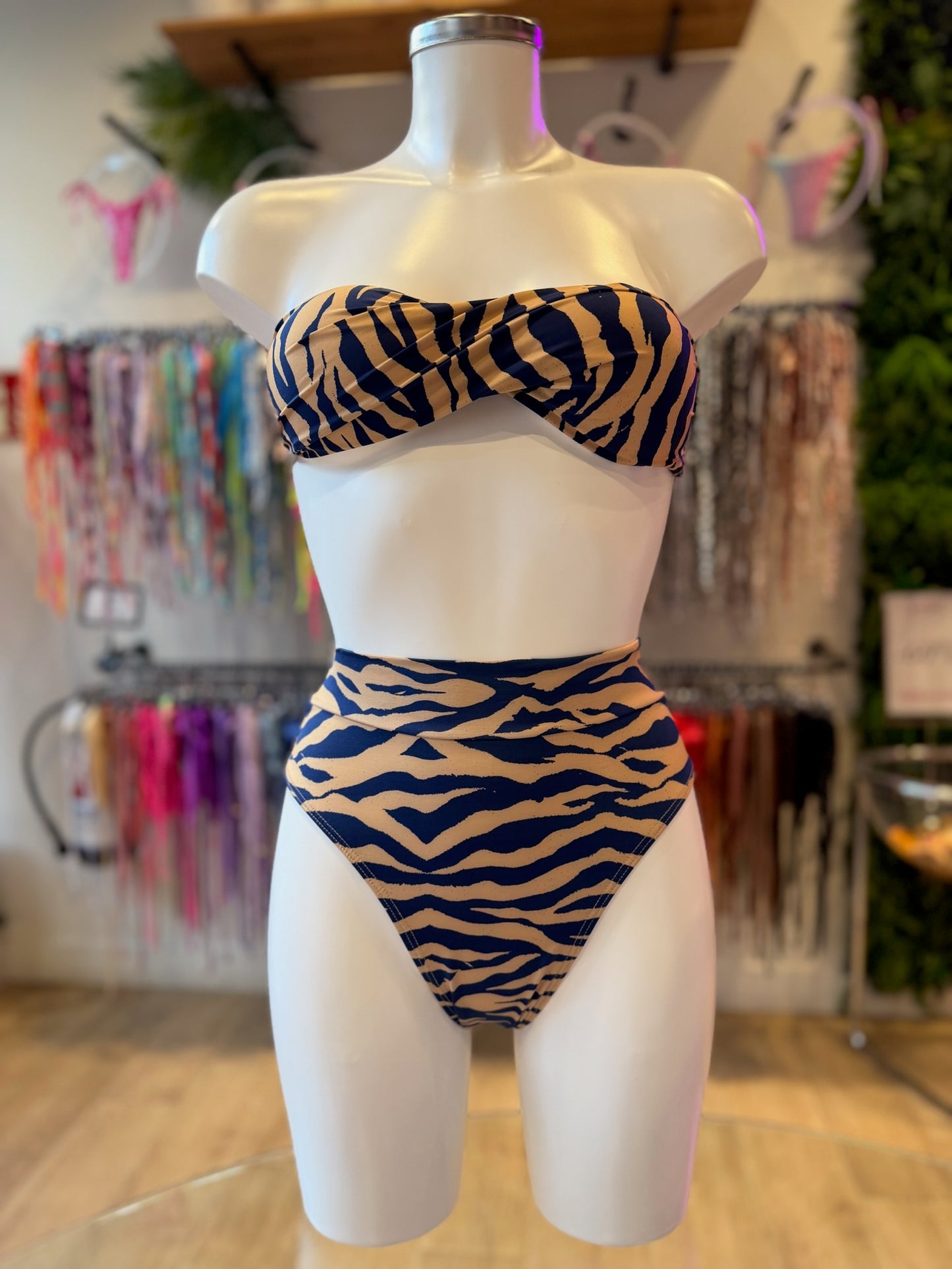BRASILEÑA SUNKINI ZEBRA ORO-MARINO