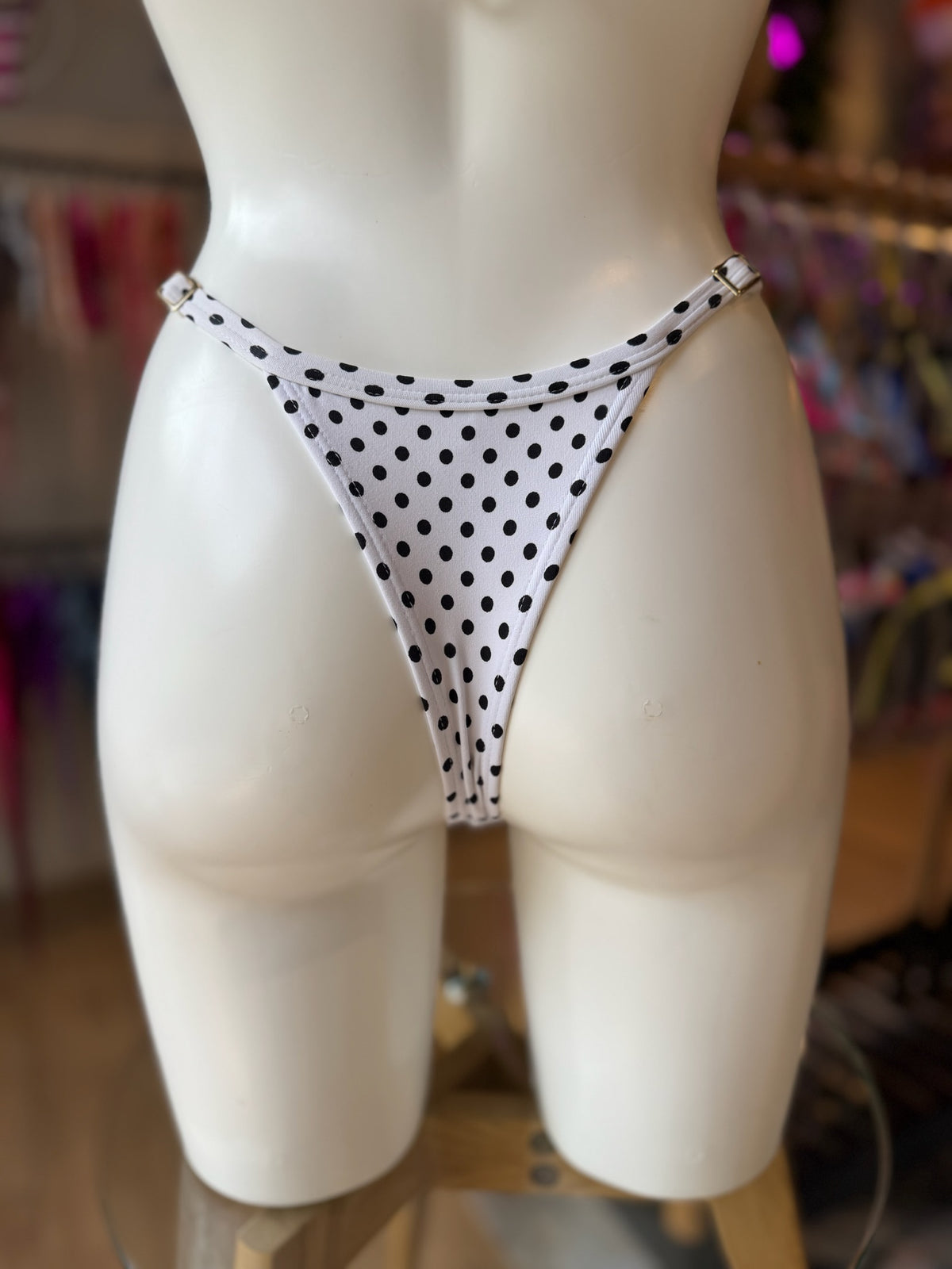 MINI TANGA REGULABLE LUNARES BLANCO-NEGRO