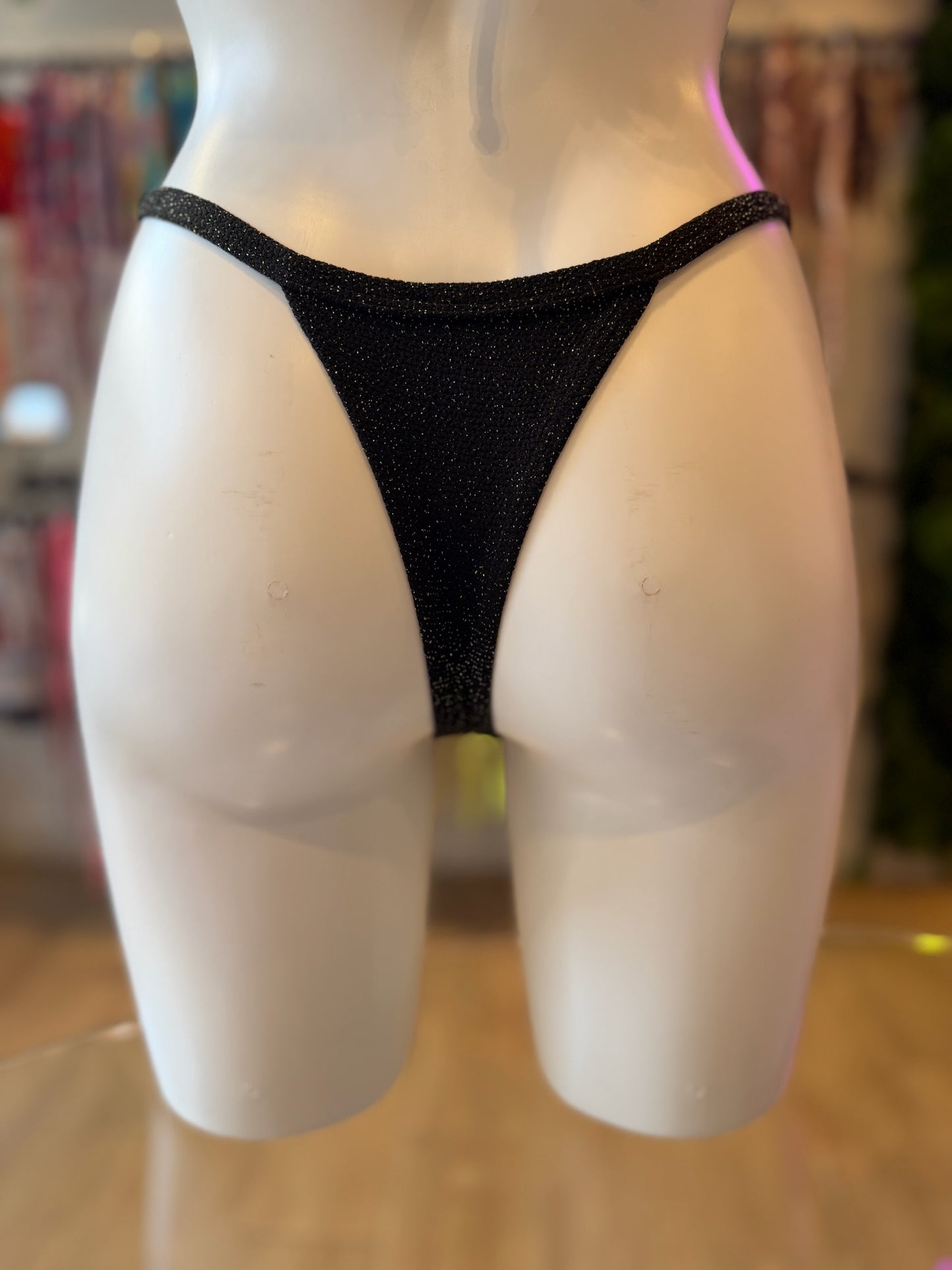 MINI TANGA REGULABLE LUREX NEGRO