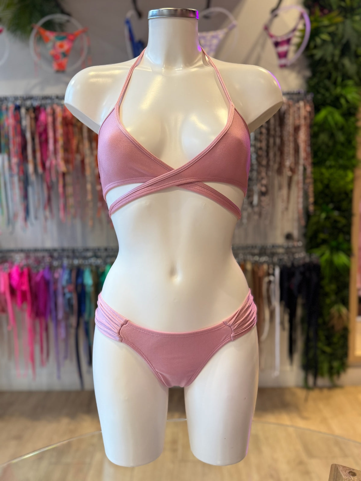 TOP CRUZADO SHINE ROSA TALCO
