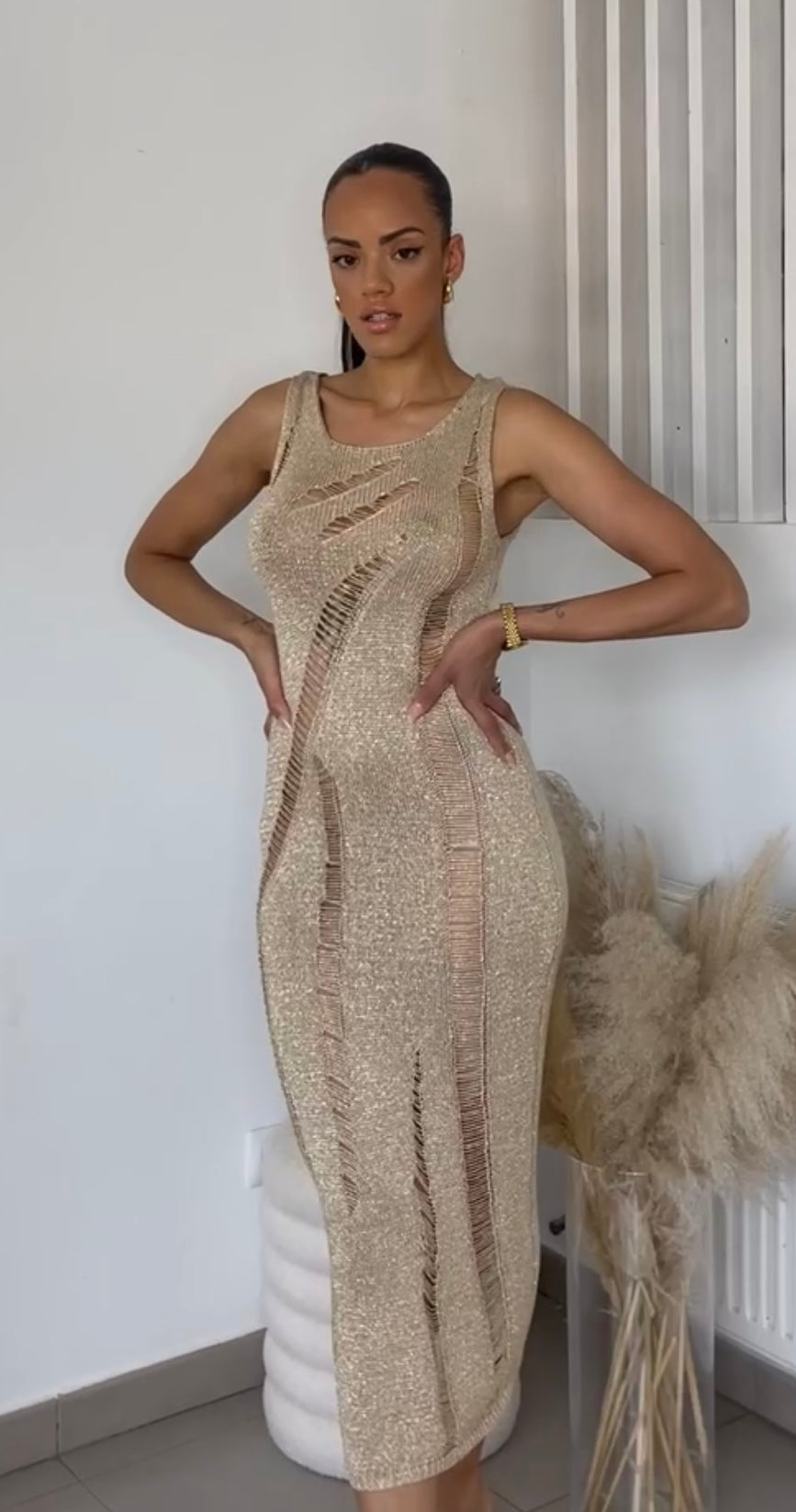VESTIDO LUREX ROTURAS