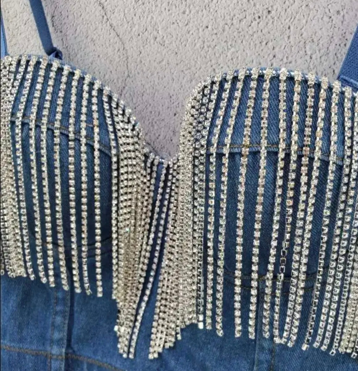 CORSET DENIM GOTAS PIEDRAS