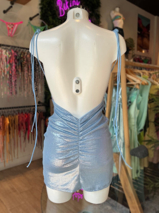 VESTIDO RIPPLE ESCOTE METÁLICO UNICOLOR