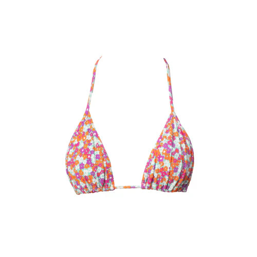 TRIÁNGULO CORTINA FLORAL NARANJA-LILA